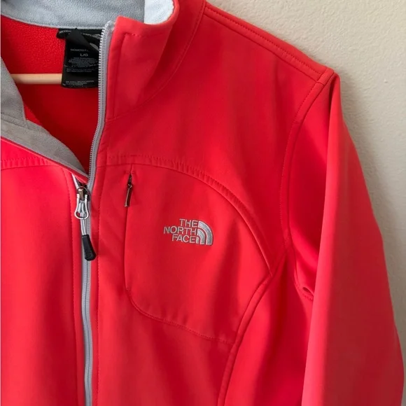 The North Face Soft Shell Coral Pink Apex Bionic Fleece Lined Jacket Size L - Picture 4 of 9